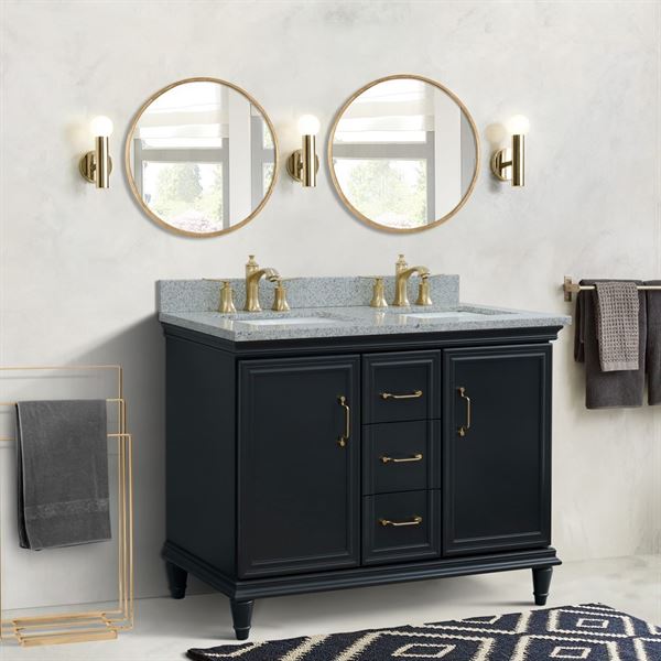 Bellaterra Forli 49 in. Double Vanity in Dark Gray Finish with Countertop and Sinks 400800-49D-DG-BGO