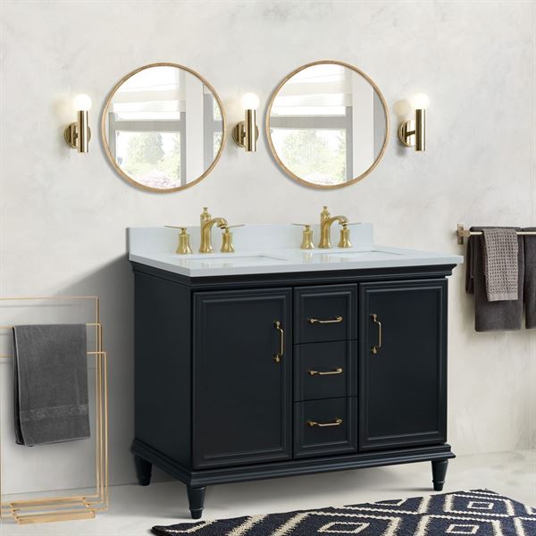 Bellaterra Forli 49 in. Double Vanity in Dark Gray Finish with Countertop and Sinks 400800-49D-DG-BGO