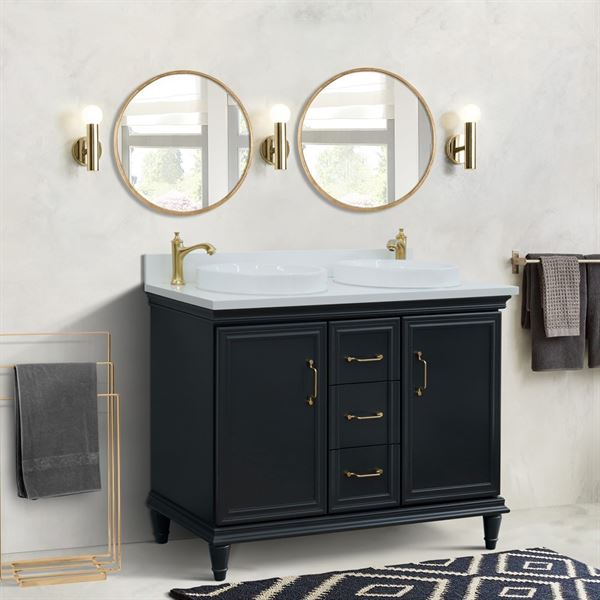 Bellaterra Forli 49 in. Double Vanity in Dark Gray Finish with Countertop and Sinks 400800-49D-DG-BGO