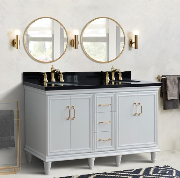 Bellaterra Forli 61 in. Double Vanity in White Finish with Countertop and Sinks 400800-61D-WH-BGO
