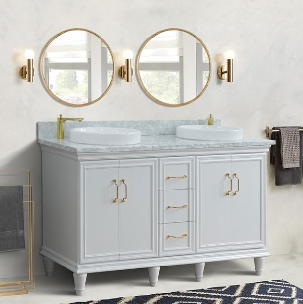 Bellaterra Forli 61 in. Double Vanity in White Finish with Countertop and Sinks 400800-61D-WH-BGO