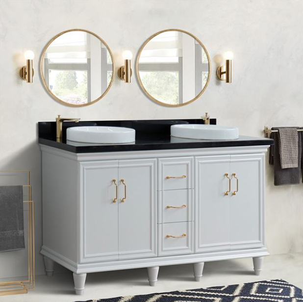 Bellaterra Forli 61 in. Double Vanity in White Finish with Countertop and Sinks 400800-61D-WH-BGO