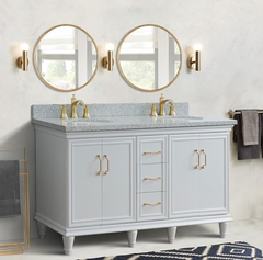 Bellaterra Forli 61 in. Double Vanity in White Finish with Countertop and Sinks 400800-61D-WH-BGO