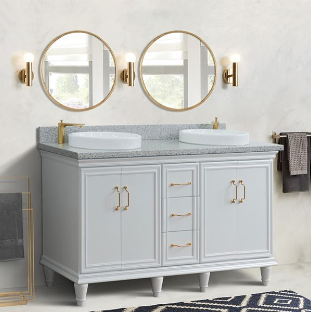 Bellaterra Forli 61 in. Double Vanity in White Finish with Countertop and Sinks 400800-61D-WH-BGO