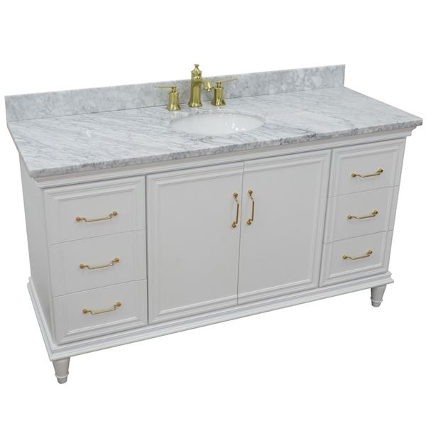 Bellaterra Forli 61 in. Single Vanity in White Finish with Countertop and Sink 400800-61S-WH-BGO