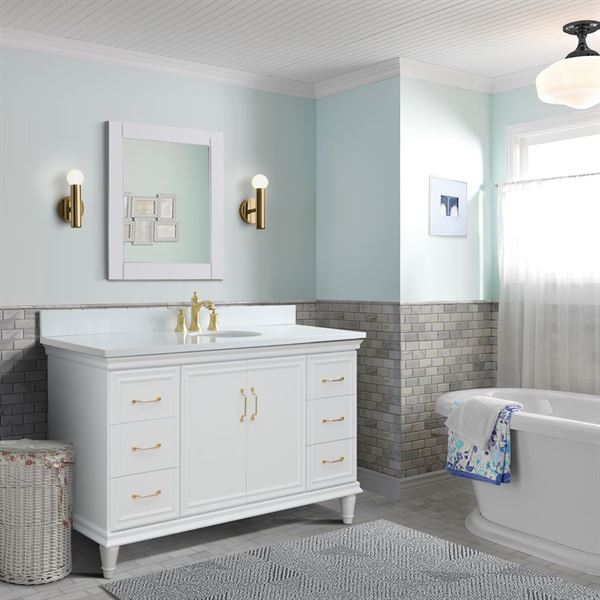 Bellaterra Forli 61 in. Single Vanity in White Finish with Countertop and Sink 400800-61S-WH-BGO