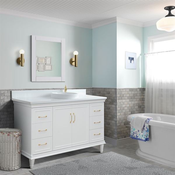 Bellaterra Forli 61 in. Single Vanity in White Finish with Countertop and Sink 400800-61S-WH-BGO