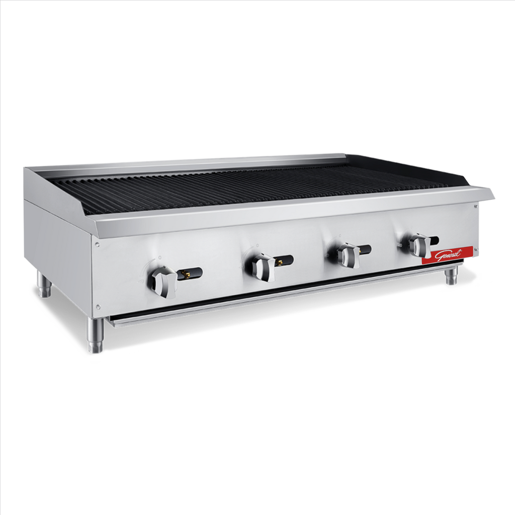 General Foodservice Lava Rock Charbroiler, 4 Burners, 140,000 BTU's, 48", in Stainless Steel GCCB-48