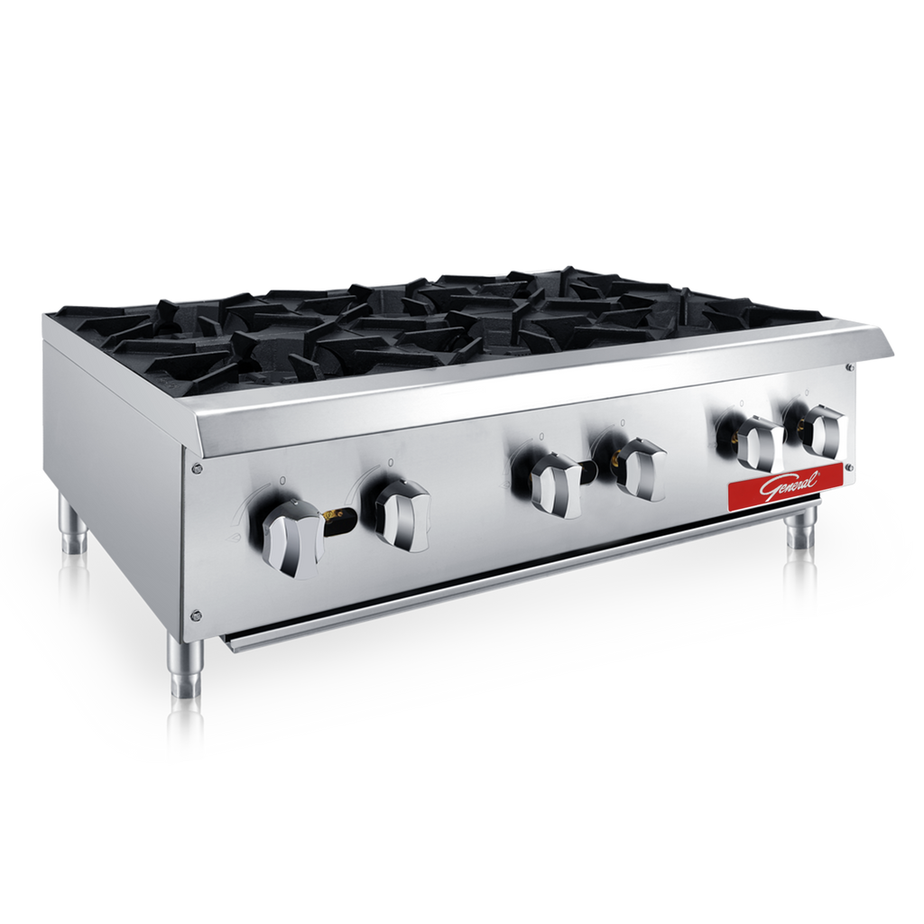 General Foodservice Hot Plate, 6 Burners, 150,000 BTUs, 36", in Stainless Steel GCHP-36-6