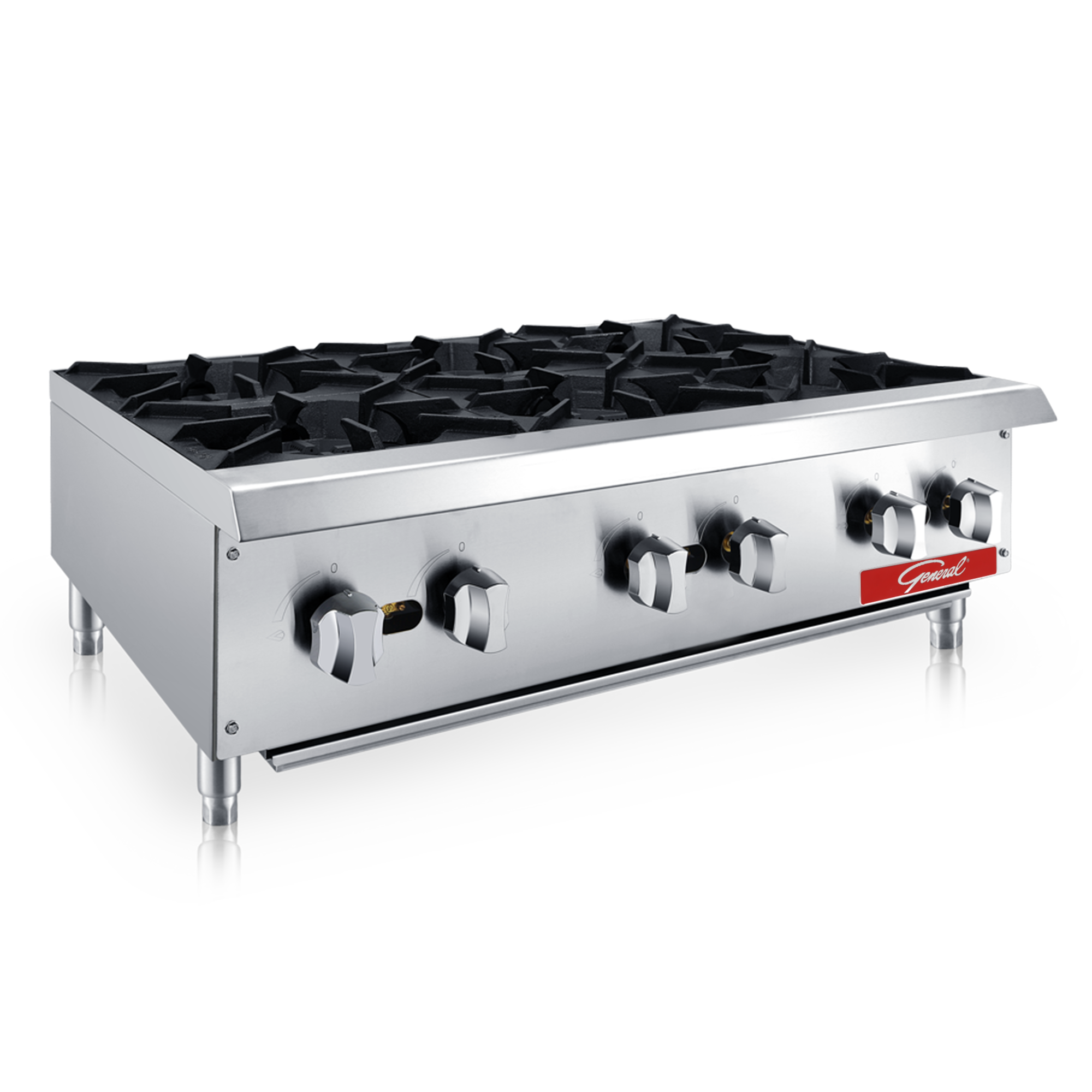 General Foodservice Hot Plate, 6 Burners, 150,000 BTUs, 36", in Stainless Steel GCHP-36-6