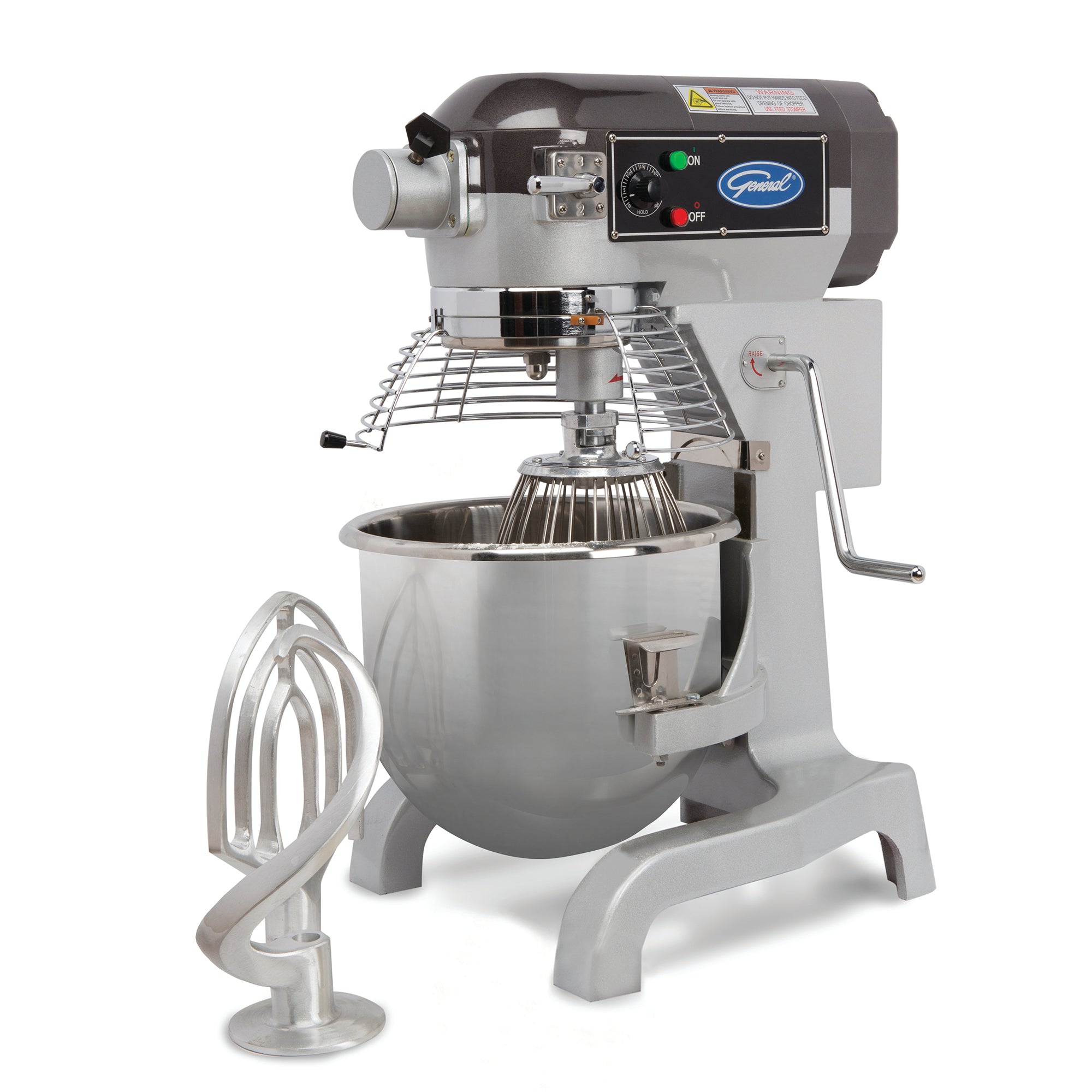 General Foodservice Planetary Stand Mixer, 20 Quart, with Guard and Standard Accessories, 120V, 1.5 HP, in Stainless Steel GEM120