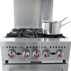 General Foodservice Gas Range with Oven, 4 Burners, 120,000 BTU, 24", in Stainless Steel GR4-24