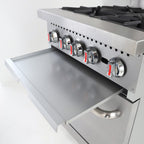 General Foodservice Gas Range with Oven, 4 Burners, 120,000 BTU, 24", in Stainless Steel GR4-24