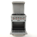 General Foodservice Gas Range with Oven, 4 Burners, 120,000 BTU, 24", in Stainless Steel GR4-24