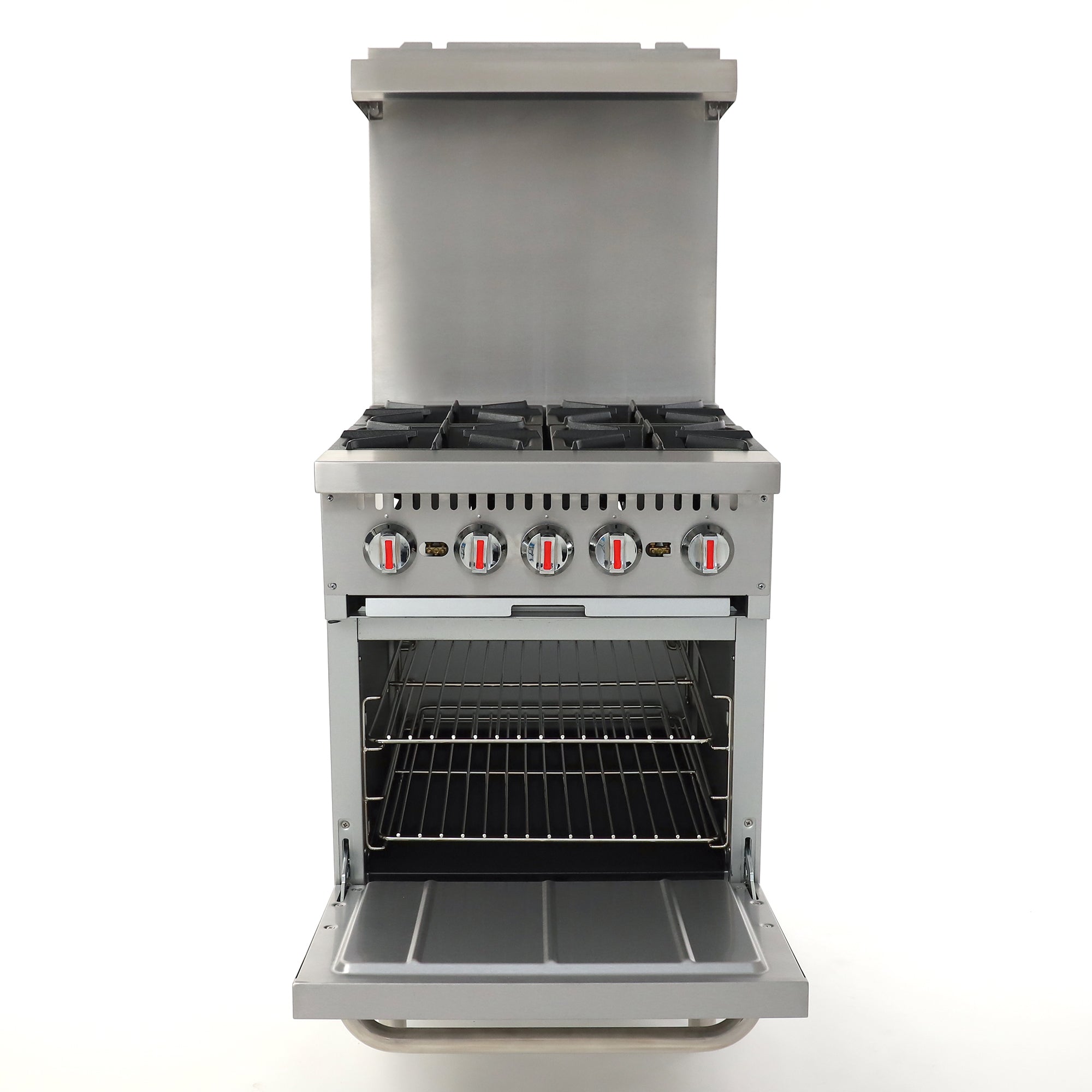 General Foodservice Gas Range with Oven, 4 Burners, 120,000 BTU, 24", in Stainless Steel GR4-24