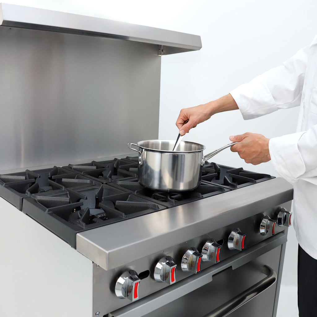 General Foodservice Gas Range with Oven, 6 Burners, 180,000 BTU, 36", in Stainless Steel GR6-36