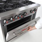 General Foodservice Gas Range with Oven, 6 Burners, 180,000 BTU, 36", in Stainless Steel GR6-36