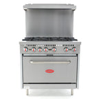 General Foodservice Gas Range with Oven, 6 Burners, 180,000 BTU, 36", in Stainless Steel GR6-36