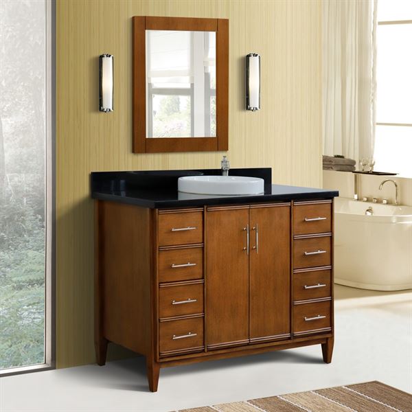 Bellaterra MCM 49 in. Single Sink Vanity in Walnut Finish with Countertop and Sink 400901-49S-WA-WMO