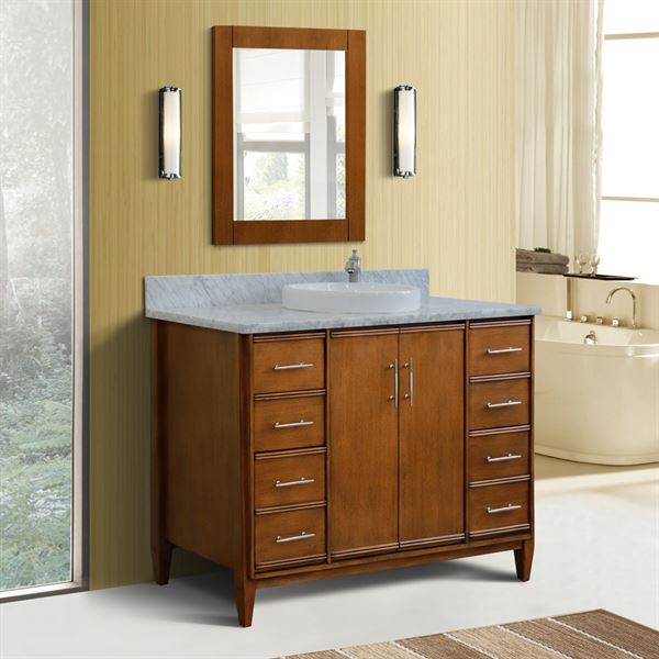 Bellaterra MCM 49 in. Single Sink Vanity in Walnut Finish with Countertop and Sink 400901-49S-WA-WMO