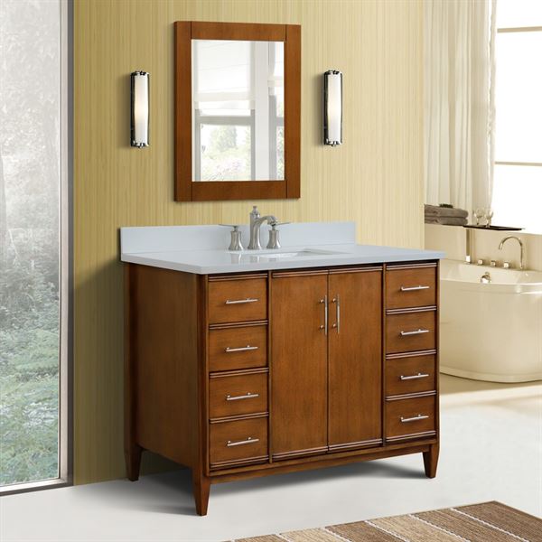 Bellaterra MCM 49 in. Single Sink Vanity in Walnut Finish with Countertop and Sink 400901-49S-WA-WMO