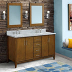 Bellaterra MCM 61 in. Double Sink Vanity in Walnut Finish with Countertop and Sink 400901-61D-WA-BGO