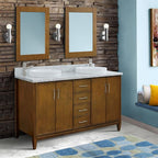 Bellaterra MCM 61 in. Double Sink Vanity in Walnut Finish with Countertop and Sink 400901-61D-WA-BGO