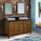 Bellaterra MCM 61 in. Double Sink Vanity in Walnut Finish with Countertop and Sink 400901-61D-WA-BGO