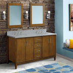 Bellaterra MCM 61 in. Double Sink Vanity in Walnut Finish with Countertop and Sink 400901-61D-WA-BGO