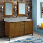 Bellaterra MCM 61 in. Double Sink Vanity in Walnut Finish with Countertop and Sink 400901-61D-WA-BGO