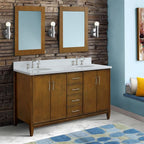Bellaterra MCM 61 in. Double Sink Vanity in Walnut Finish with Countertop and Sink 400901-61D-WA-BGO
