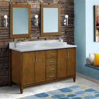 Bellaterra MCM 61 in. Double Sink Vanity in Walnut Finish with Countertop and Sink 400901-61D-WA-BGO