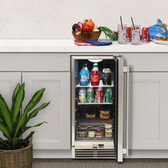 Maxx Ice Compact Outdoor Refrigerator, 15"W, 3 cu. ft. Capacity, in Stainless Steel MCR3U-O