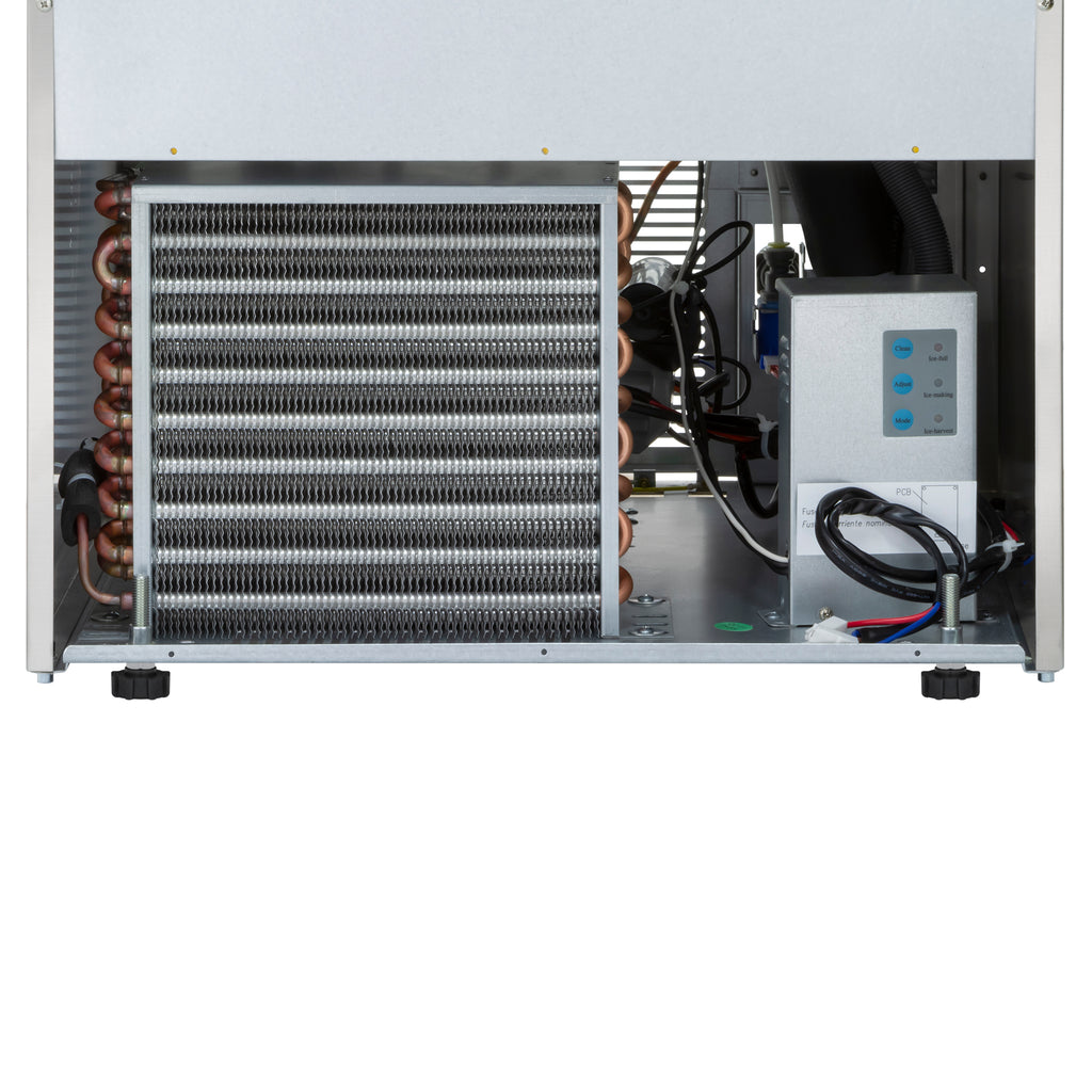 Maxx Ice Self-Contained Ice Machine, 110 lbs with 35 lb Built-in Ice Storage Bin, in Stainless Steel with Black Trim MIM100