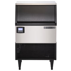 Maxx Ice Intelligent Series Self-Contained Ice Machine, 150 lbs, Half Dice Ice Cubes, with 75 lb Built-in Ice Storage Bin, Energy Star Listed, in Stainless Steel with Black Trim MIM150NH