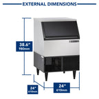 Maxx Ice Self-Contained Ice Machine, 260 lbs, Full Dice Ice Cubes, with 75 lb Built-in Ice Storage Bin, in Stainless Steel with Black Trim MIM250