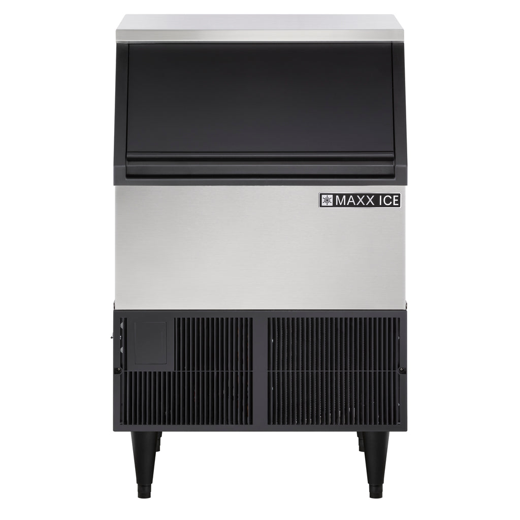 Maxx Ice Self-Contained Ice Machine, 260 lbs, Full Dice Ice Cubes, with 75 lb Built-in Ice Storage Bin, in Stainless Steel with Black Trim MIM250