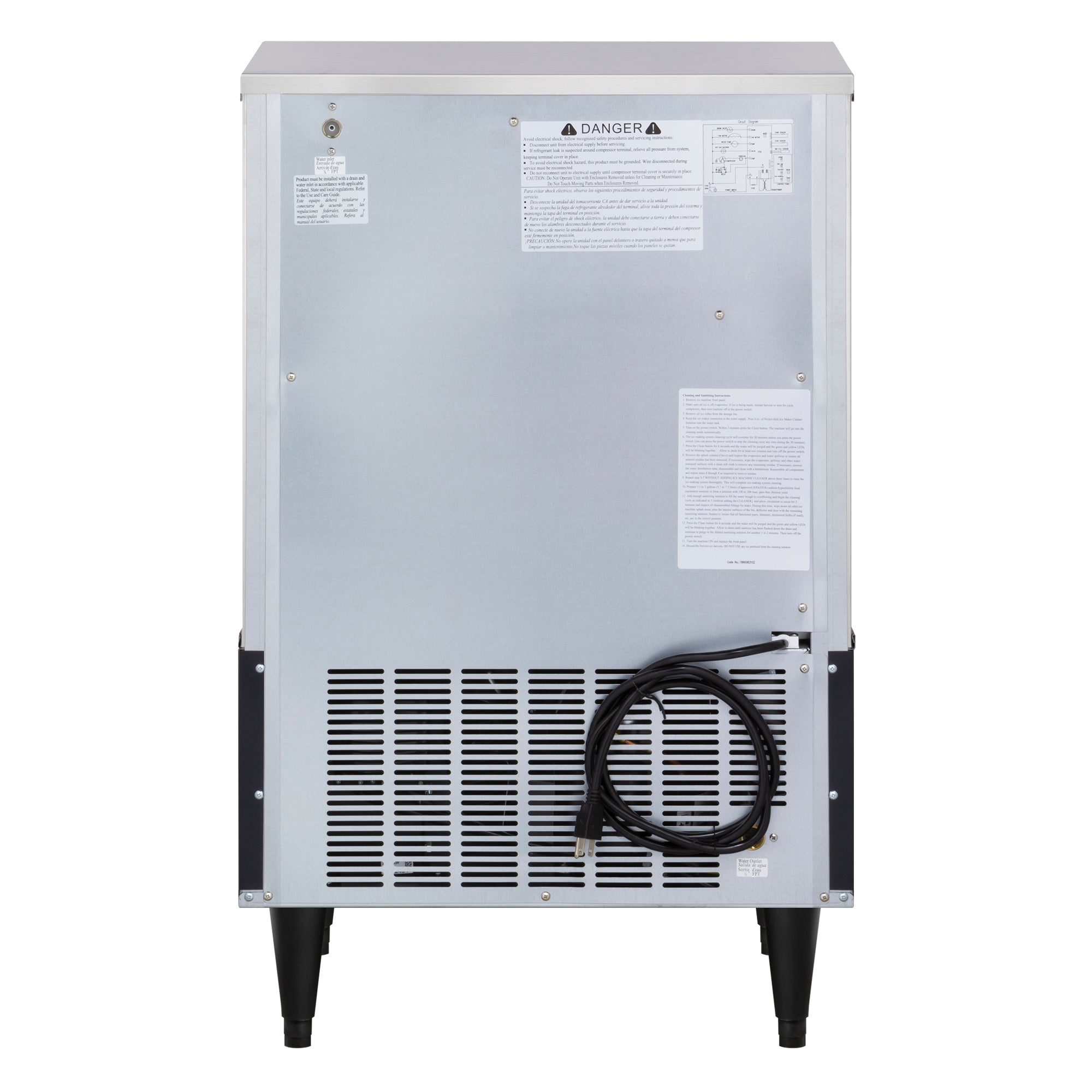 Maxx Ice Self-Contained Ice Machine, 260 lbs, Full Dice Ice Cubes, with 75 lb Built-in Ice Storage Bin, in Stainless Steel with Black Trim MIM250