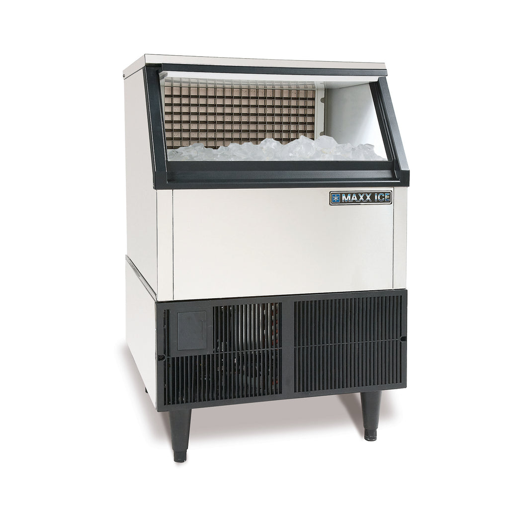 Maxx Ice Self-Contained Ice Machine, 260 lbs, Full Dice Ice Cubes, with 75 lb Built-in Ice Storage Bin, in Stainless Steel with Black Trim MIM250