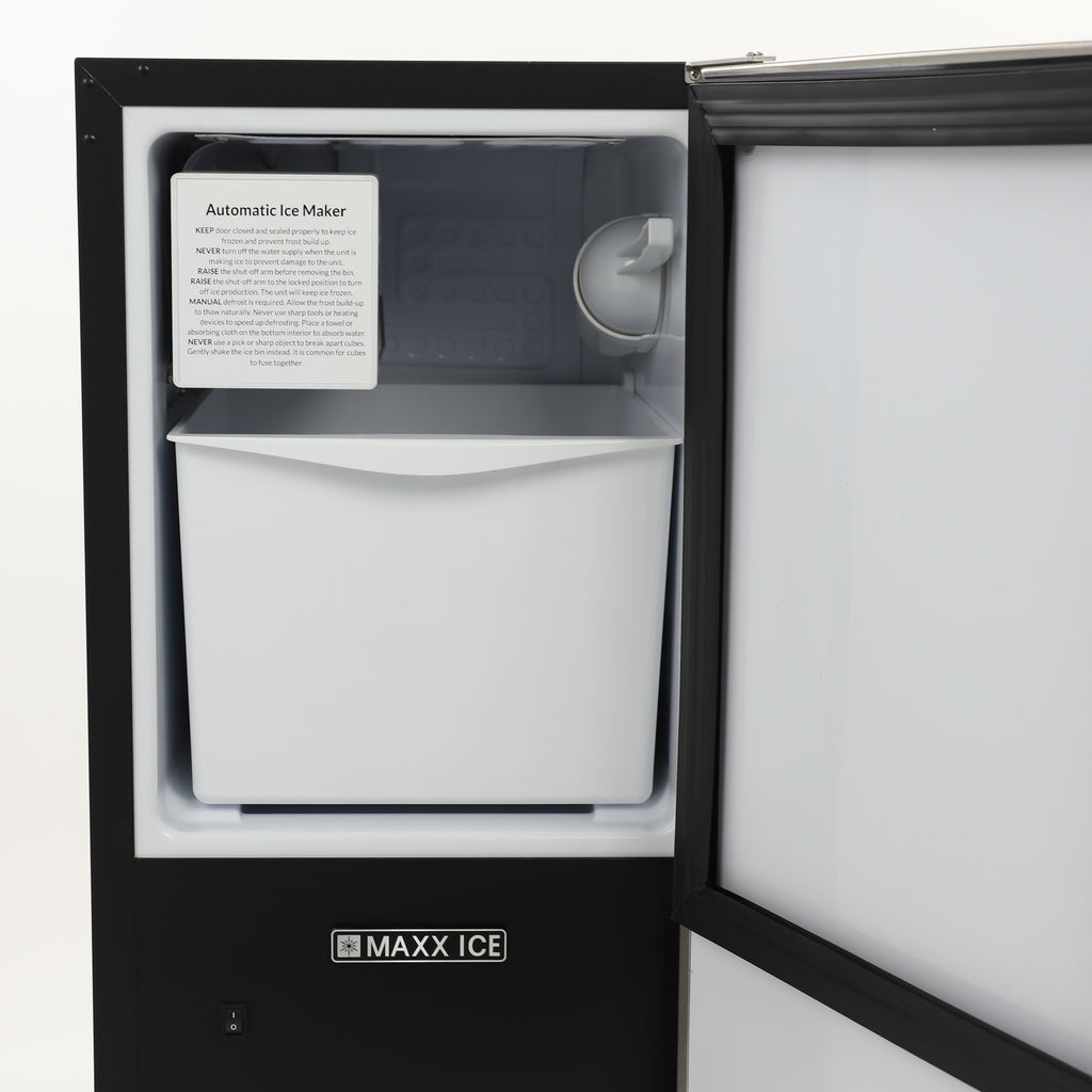Maxx Ice Shallow Depth Indoor Built-In Undercounter Ice Maker, 15", 25 lbs, Crescent Ice Cubes, 22 lb Ice Storage Bin, in Stainless Steel MIM25C