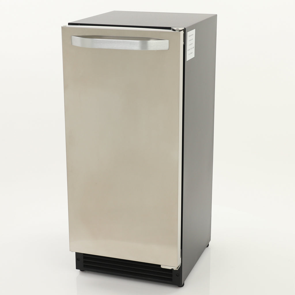 Maxx Ice Shallow Depth Indoor Built-In Undercounter Ice Maker, 15", 25 lbs, Crescent Ice Cubes, 22 lb Ice Storage Bin, in Stainless Steel MIM25C