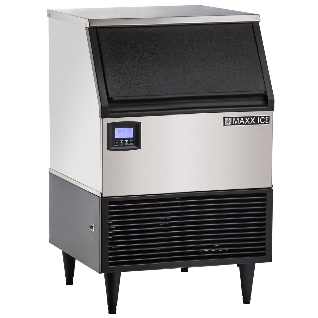 Maxx Ice Intelligent Series Self-Contained Ice Machine, 260 lbs, Full Dice Ice Cubes, with 75 lb Built-in Ice Storage Bin, in Stainless Steel with Black Trim MIM260N