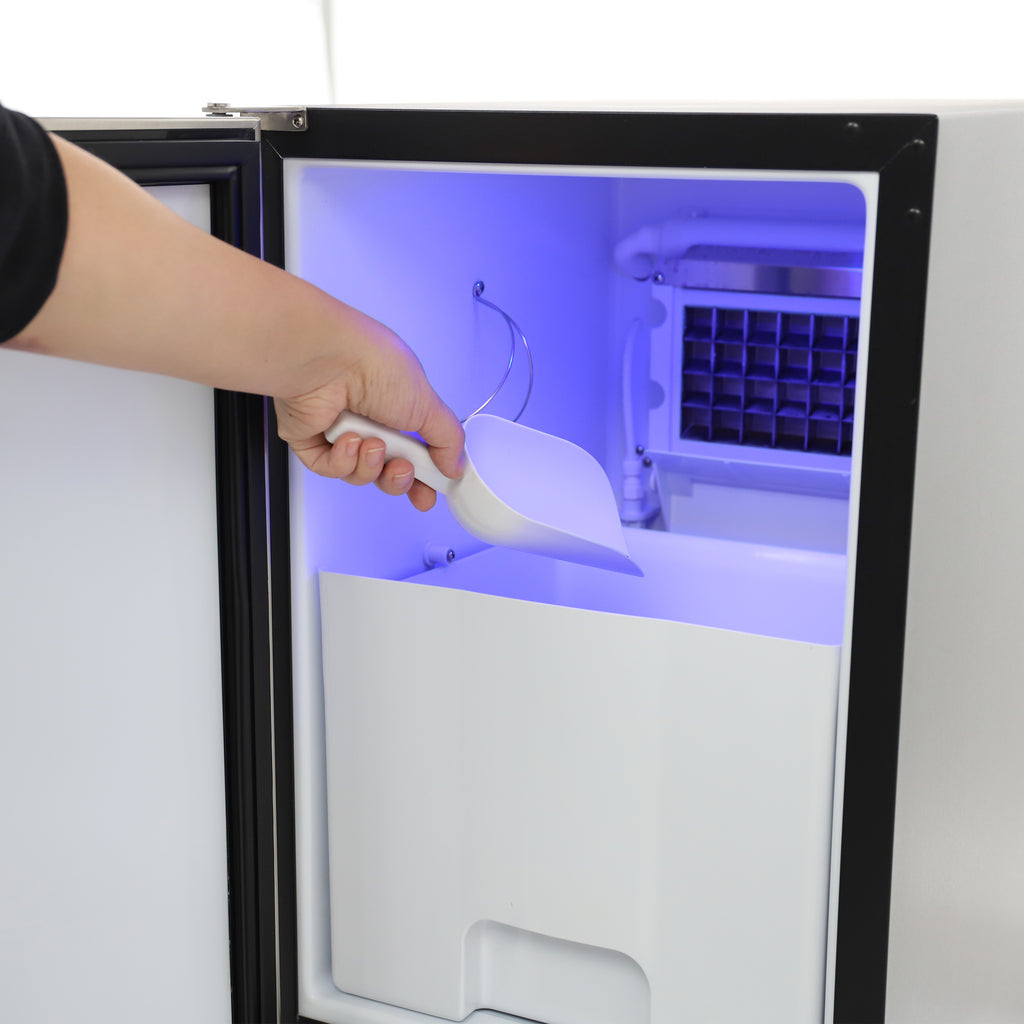 Maxx Ice Built-In Indoor Clear Ice Machine, ADA Compliant, 15"W, 65 lbs, Full Dice Ice Cubes, in Black with Stainless Steel Door MIM50P-ADA
