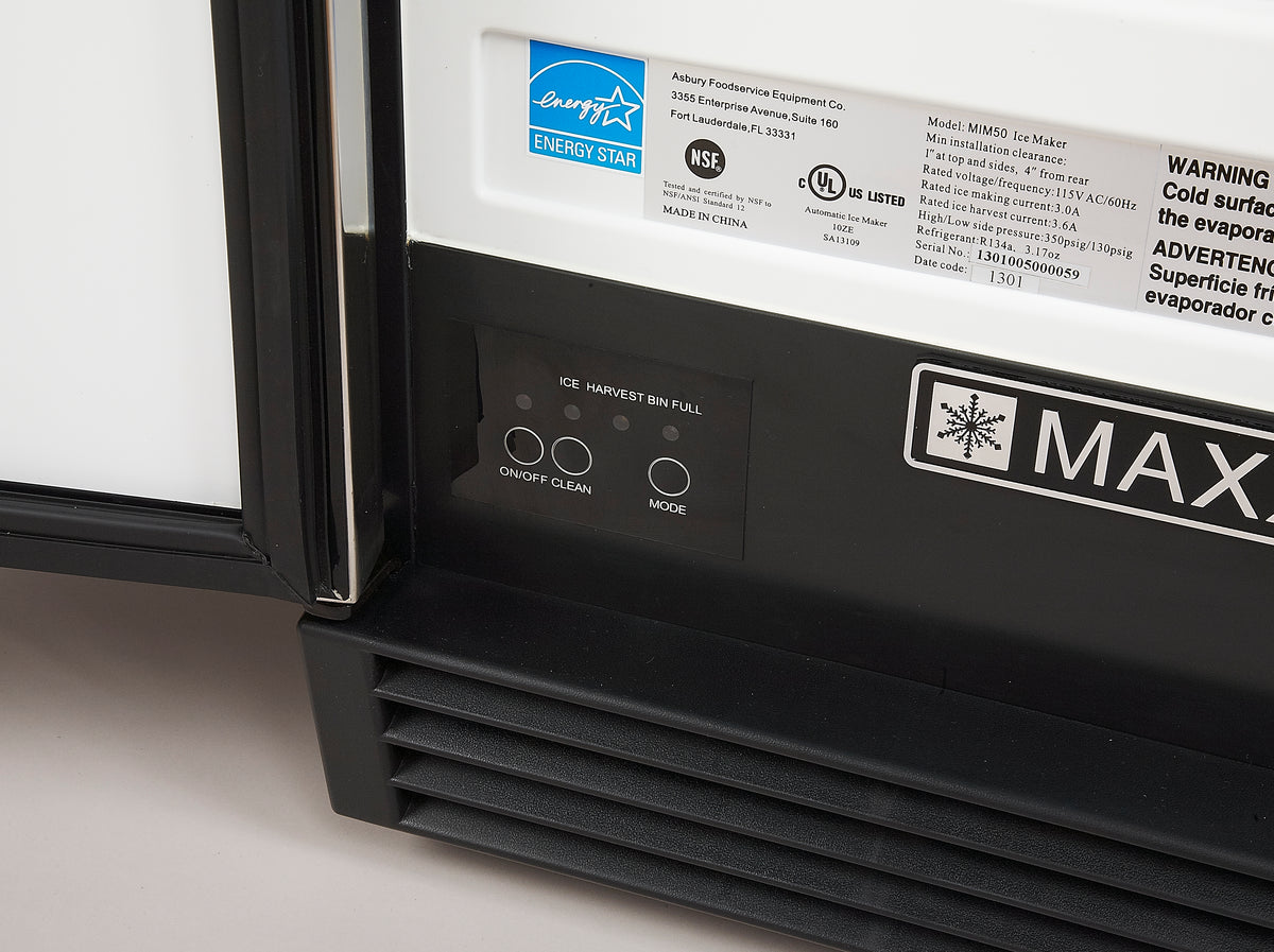 Maxx Ice Premium Indoor Self-Contained Ice Machine, 15"W, 65 lbs, Full Dice Ice Cubes, Energy Star Listed, in Stainless Steel MIM50P