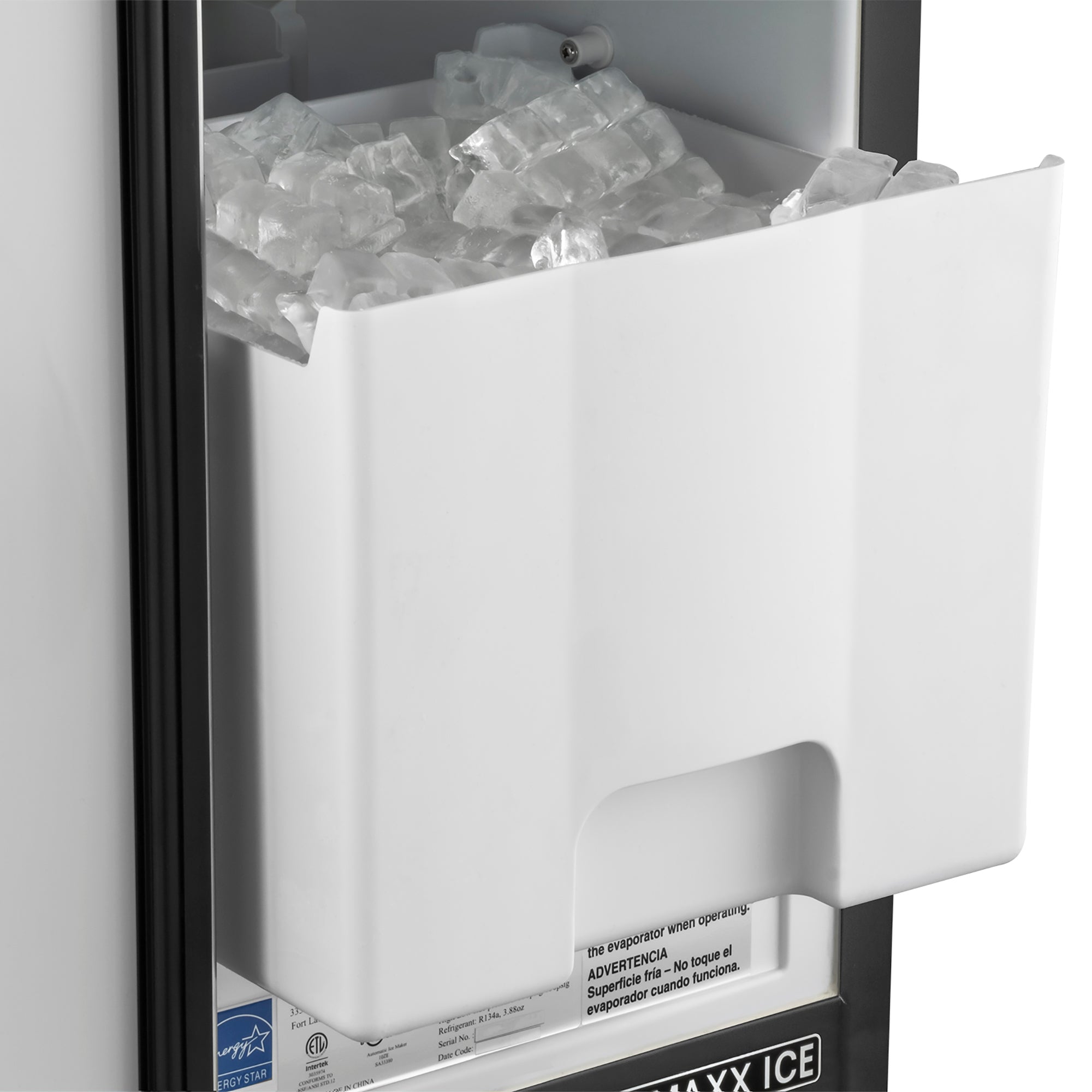 Maxx Ice Self-Contained Indoor Ice Machine, 15"W, 50 lbs, Full Dice Ice Cubes, Energy Star Listed, in Black MIM50V