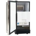 Maxx Ice Self-Contained Indoor Ice Machine, 15"W, 60 lbs, Full Dice Ice Cubes, Energy Star Listed, in Black with Stainless Steel Door MIM50