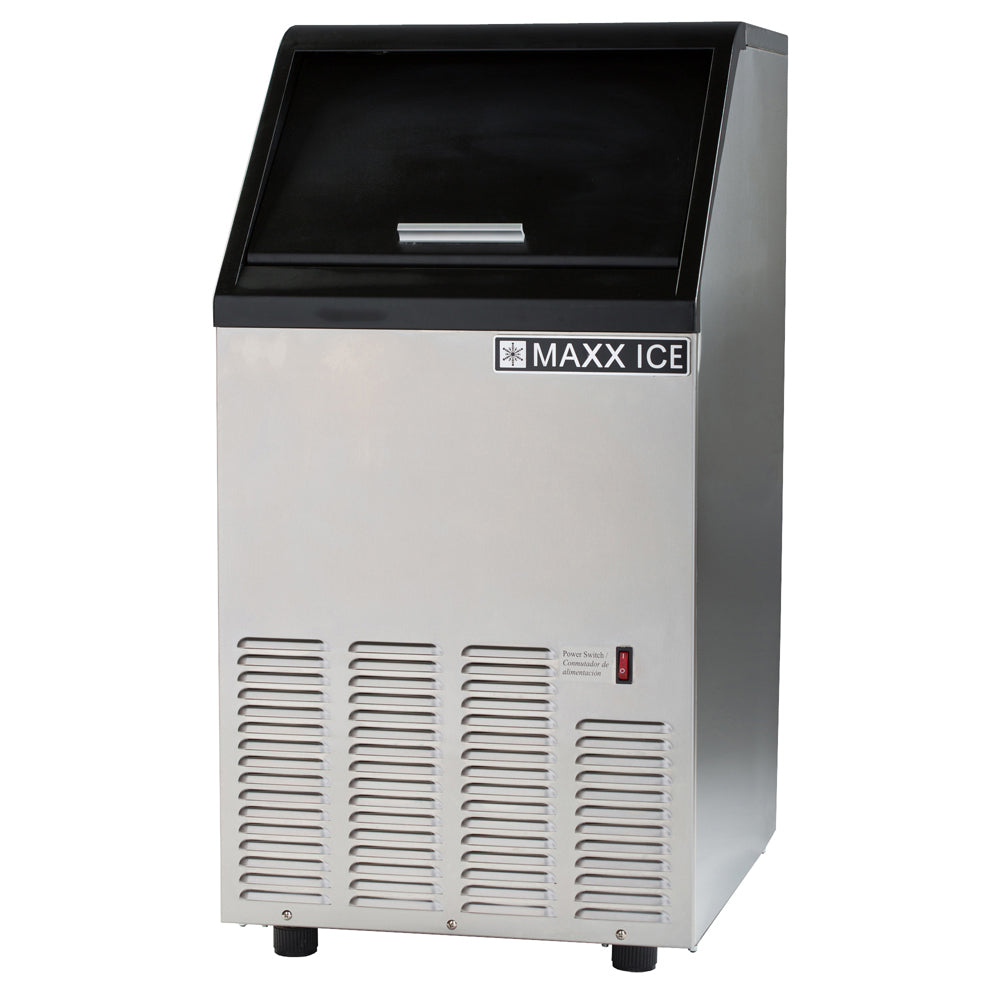 Maxx Ice Self-Contained Ice Machine, 75 lbs, Bullet Ice Cubes, with 25 lb Built-in Ice Storage Bin, in Stainless Steel with Black Trim in Stainless Steel MIM75