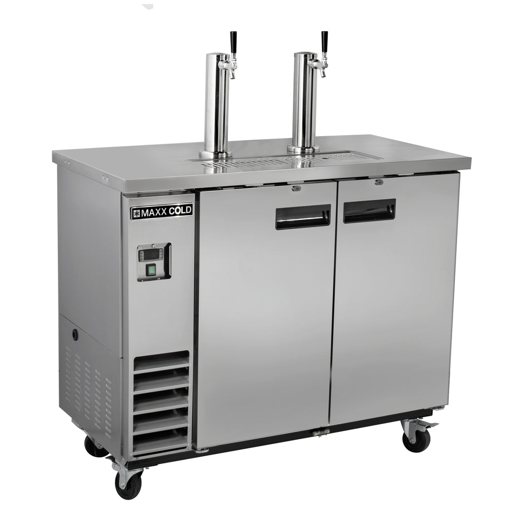 Maxx Cold Dual Tower Beer Dispenser, 10.5 cu. ft., 2 Barrels/Kegs (297L) in Stainless Steel MXBD48-2SHC