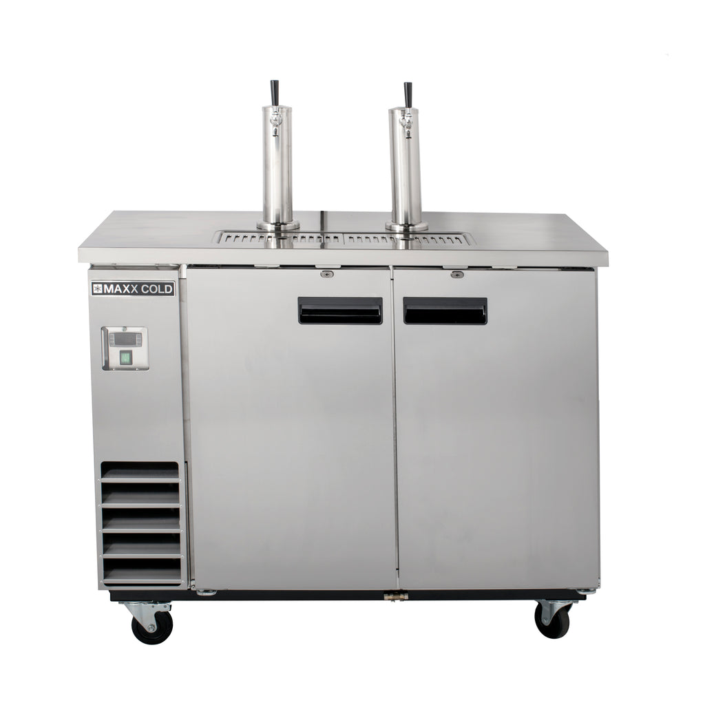 Maxx Cold Dual Tower Beer Dispenser, 10.5 cu. ft., 2 Barrels/Kegs (297L) in Stainless Steel MXBD48-2SHC