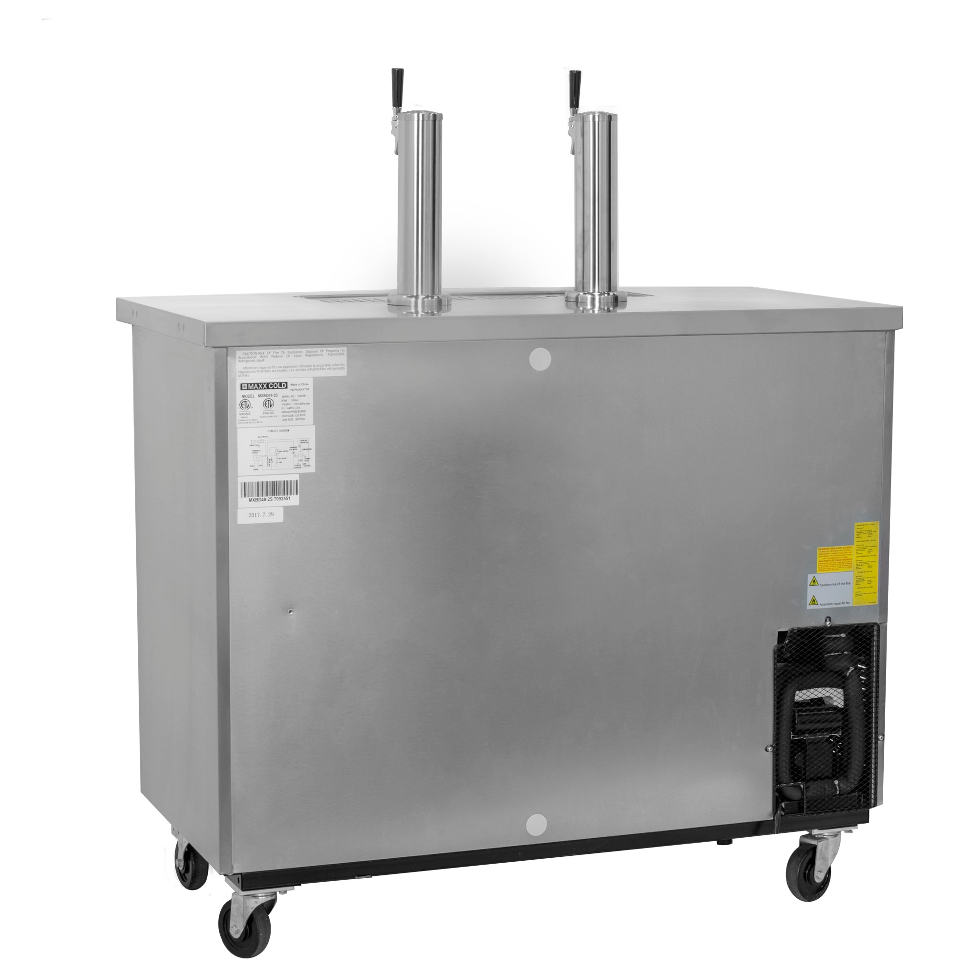 Maxx Cold Dual Tower Beer Dispenser, 10.5 cu. ft., 2 Barrels/Kegs (297L) in Stainless Steel MXBD48-2SHC
